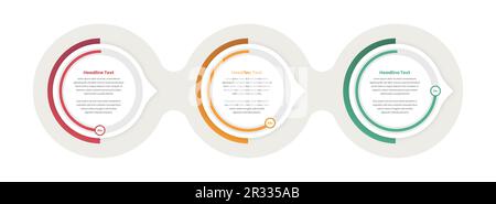 Abstract oval shapes steps infographic text presentation template with circular progress bar Stock Vector