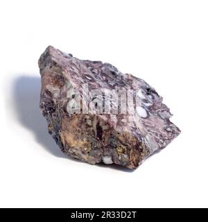 Pelitic Schist Rock isolated on White Background close up Stock Photo