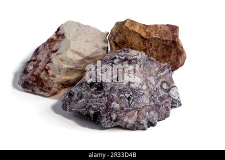 Pelitic Schist Rock isolated on White Background close up Stock Photo