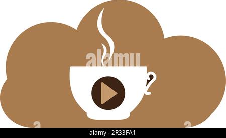 Coffee media logo design template. Coffee and play logo design. Stock Vector
