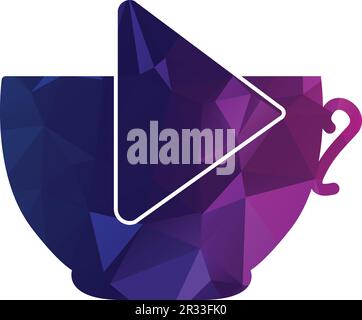 Coffee media logo design template. Coffee and play logo design. Stock Vector