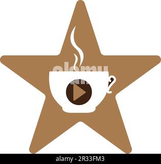 Coffee media logo design template. Coffee and play logo design. Stock Vector