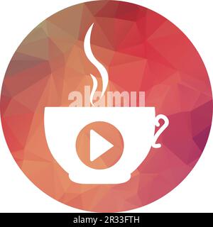 Coffee media logo design template. Coffee and play logo design. Stock Vector
