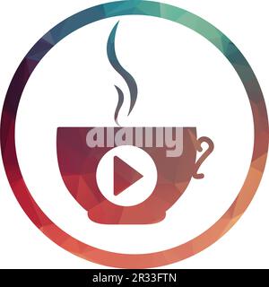 Coffee media logo design template. Coffee and play logo design. Stock Vector