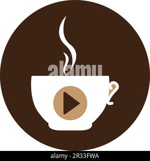 Coffee media logo design template. Coffee and play logo design. Stock Vector