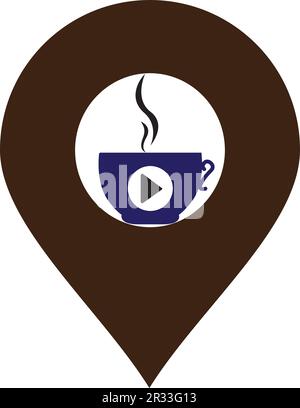 Coffee media logo design template. Coffee and play logo design. Stock Vector