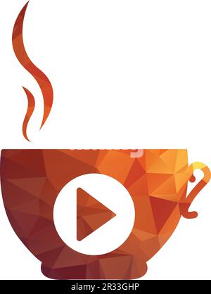 Coffee media logo design template. Coffee and play logo design. Stock Vector