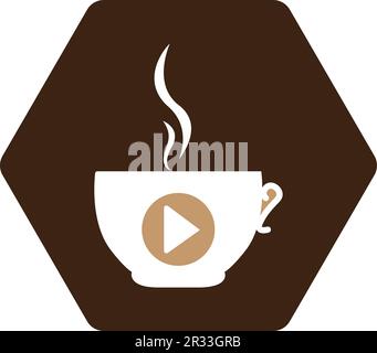 Coffee media logo design template. Coffee and play logo design. Stock Vector