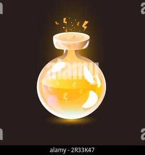 lmagical energy potion with lightning gold Stock Vector