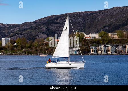 Sail boat Endelig in Puddefjorden, Bergen, Norway Stock Photo