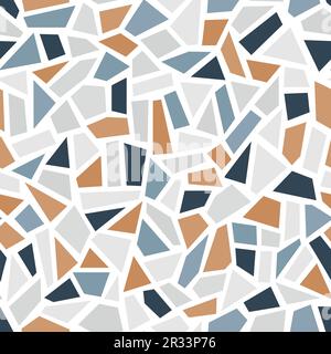 Terrazzo vector ceramic mosaic seamless pattern. Stone marble texture floor background. Stock Vector