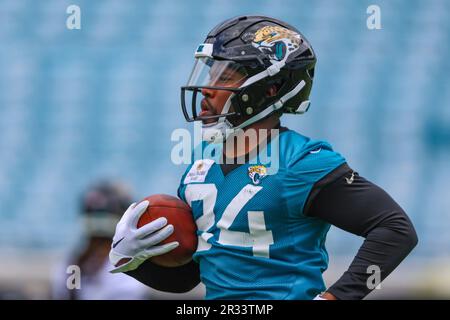 Jacksonville Jaguars running back Snoop Conner (24) rushes for yardage  during the first half of a preseason NFL football game against the  Pittsburgh Steelers, Saturday, Aug. 20, 2022, in Jacksonville, Fla. (AP