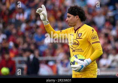 Rome, Italy. 01st Jan, 2020. Guillermo Ochoa of US Salernitana gestures during the Serie A football match between AS Roma and US Salernitana 919 at Olimpico stadium in Rome (Italy), May 22th, 2023. Credit: Insidefoto di andrea staccioli/Alamy Live News Stock Photo