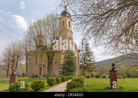 Sopot, Serbia - April 13, 2020: Orthodox Church Holy Apostles Peter and Paul in Nemenikuce Village Serbia. Stock Photo