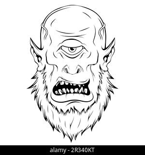 Cyclop. Vector illustration of a sketch fantasy monster. Ancient greek myth creature with one eye Stock Vector