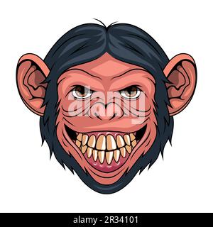 Chimpanzee. Vector illustration of a monkey face. Portrait wild animal in zoo. Stock Vector