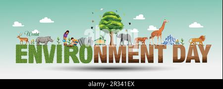 happy world environment day and earth day poster. abstract vector illustration design. Stock Vector