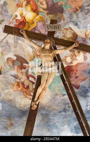 Jesus nailed to the cross, Sacro Monte di Varese Stock Photo