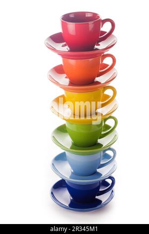 Colorful rainbow cups Stock Photo