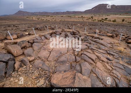 petroglyph, Aït Ouazik rock deposit, late Neolithic, Morocco, Africa. Stock Photo