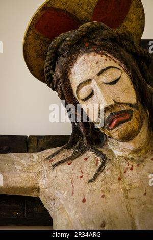 Cristo crucificado, siglo XIII, museo de la basílica de Santa Eufrasia, Porec, - Parenzo-, peninsula de Istria, Croacia, europa. Stock Photo