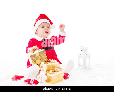 Santa baby girl Stock Photo