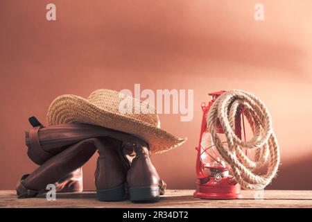 Vintage cowboy tools Stock Photo