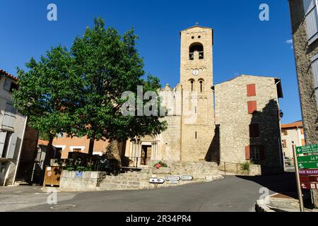 iglesia de santa Maria de Cornella, romanico catalan, siglo XI,Corneilla-de-Conflent, pirineos orientales,Francia, europa. Stock Photo