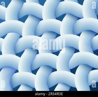 Microscopic close up look at woven textile, vector illustration on blue background. Stock Vector