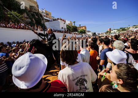 Pruebas de los juegos del Pla, Fiestas de Sant Joan. Ciutadella.Menorca,Islas Baleares,españa. Stock Photo