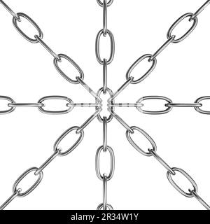 Strained chains from metal. Security and power concept. Isolated on white background Stock Photo