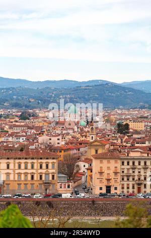 Florence, Italy - April 5, 2022: The Great Synagogue of Florence or Tempio Maggiore is one of the largest synagogues in South-central Europe, situated Stock Photo