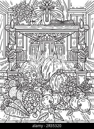 Thanksgiving Autumn Harvest Adults Coloring Page Stock Vector Image ...