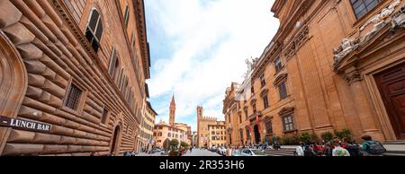 Florence, Italy - April 6, 2022: Piazza San Firenze is a square in the historic center of Florence, Tuscany, Italy. Stock Photo