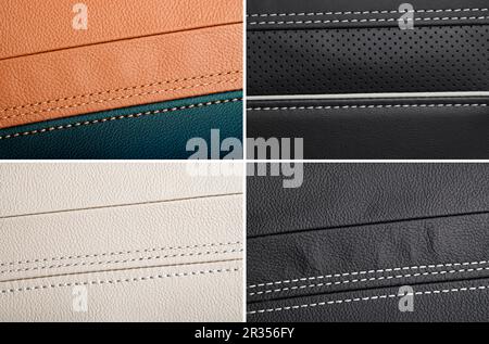 Collage of  leather samples Stock Photo