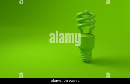 Light bulb on green background. Sustainability concept. 3D rendering. Stock Photo