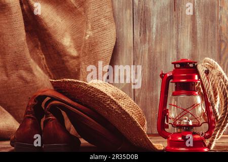 Vintage cowboy tools Stock Photo