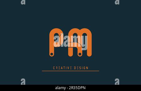 Alphabet letters Modern Creative logo PM , MP Stock Vector