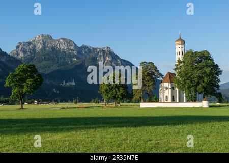 Church in front of mountain setting Stock Photo