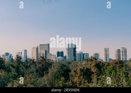 Mexico - fev 2022 panoramic view from Chapultepec to Mexico city. High quality photo Stock Photo