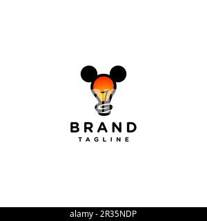 Playful Lights Logo Design with Two Round Ears on the Side. Unique inspirational logo idea in a lamp symbol which has two round ears on the side. Stock Vector