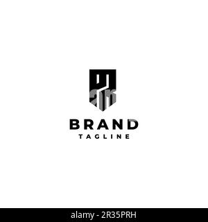 Initial Letter PR in Shield Shape Logo Design. Unique and creative logo design of the letters P and R in the shape of a shield. Stock Vector