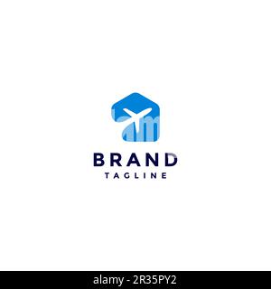 Minimalist Airplane Logo Design On Home Icons. Travel logo design to go to hometown. Stock Vector