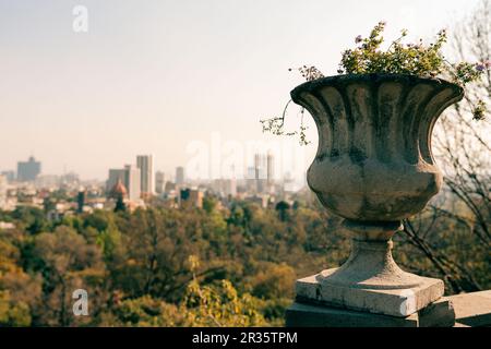 Mexico - fev 2022 panoramic view from Chapultepec to Mexico city. High quality photo Stock Photo