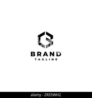 Logo Design Geometric Shapes Letters C and B. Bold and simple letters C and B in the shape of a hexagon. Stock Vector
