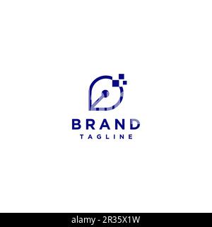 Pen Tip Logo Design with Pixel Accent. Simple education logo design based digital technology. Stock Vector