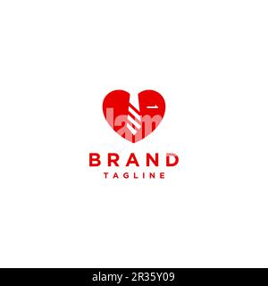 Tie and Pocket Silhouette on Heart Symbol. Illustration of a businessman who loves his job. Stock Vector