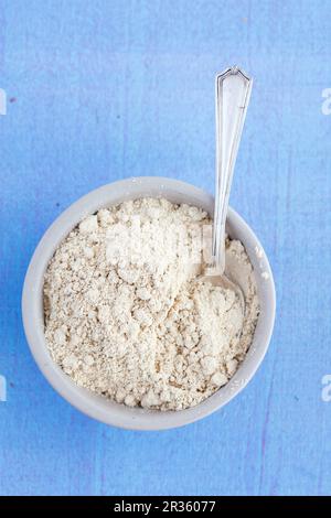 Oatmeal in a white porcelain bowl Stock Photo