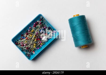 Sewing Pins and Thread / Embroidery Accessories Stock Photo