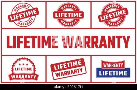 Lifetime Warranty Rubber Stamp Set Vector Stock Vector